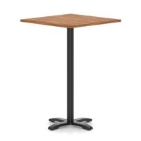 Italia 1000mm Poseur Square Table Walnut Top 1170mm High Black Leg Cross Base