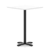 Italia 1000mm Poseur Square Table White Top 1170mm High Black Leg Cross Base