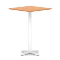 Italia 1000mm Poseur Square Table Beech Top 1170mm High White Leg Cross Base