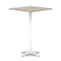 Italia 1000mm Poseur Square Table Grey Oak Top 1170mm High White Leg Cross Base