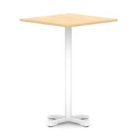 Italia 1000mm Poseur Square Table Maple Top 1170mm High White Leg Cross Base