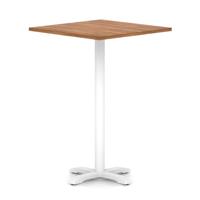 Italia 1000mm Poseur Square Table Walnut Top 1170mm High White Leg Cross Base
