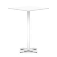 Italia 1000mm Poseur Square Table White Top 1170mm High White Leg Cross Base