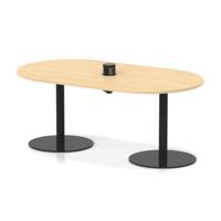 Italia Volta 1800mm Poseur Boardroom Table With Pop-up Power Module Maple Top 720mm High Black Leg