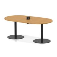 Italia Volta 1800mm Poseur Boardroom Table With Pop-up Power Module Oak Top 720mm High Black Leg