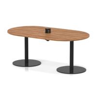 Italia Volta 1800mm Poseur Boardroom Table With Pop-up Power Module Walnut Top 720mm High Black Leg