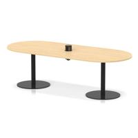 Italia Volta 2400mm Poseur Boardroom Table With Pop-up Power Module Maple Top 720mm High Black Leg