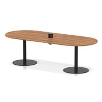 Italia Volta 2400mm Poseur Boardroom Table With Pop-up Power Module Walnut Top 720mm High Black Leg