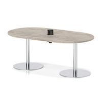 Italia Volta 1800mm Poseur Boardroom Table With Pop-up Power Module Grey Oak Top 720mm High Silver Leg