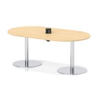 Italia Volta 1800mm Poseur Boardroom Table With Pop-up Power Module Maple Top 720mm High Silver Leg