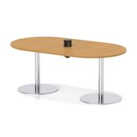 Italia Volta 1800mm Poseur Boardroom Table With Pop-up Power Module Oak Top 720mm High Silver Leg