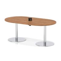 Italia Volta 1800mm Poseur Boardroom Table With Pop-up Power Module Walnut Top 720mm High Silver Leg