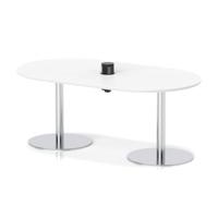 Italia Volta 1800mm Poseur Boardroom Table With Pop-up Power Module White Top 720mm High Silver Leg