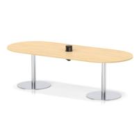 Italia Volta 2400mm Poseur Boardroom Table With Pop-up Power Module Maple Top 720mm High Silver Leg