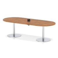Italia Volta 2400mm Poseur Boardroom Table With Pop-up Power Module Walnut Top 720mm High Silver Leg