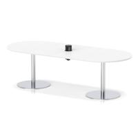 Italia Volta 2400mm Poseur Boardroom Table With Pop-up Power Module White Top 720mm High Silver Leg