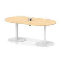Italia Volta 1800mm Poseur Boardroom Table With Pop-up Power Module Maple Top 720mm High White Leg