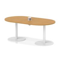 Italia Volta 1800mm Poseur Boardroom Table With Pop-up Power Module Oak Top 720mm High White Leg