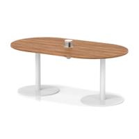Italia Volta 1800mm Poseur Boardroom Table With Pop-up Power Module Walnut Top 720mm High White Leg