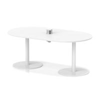 Italia Volta 1800mm Poseur Boardroom Table With Pop-up Power Module White Top 720mm High White Leg