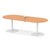 Italia Volta 2400mm Poseur Boardroom Table With Pop-up Power Module Beech Top 720mm High White Leg