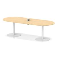Italia Volta 2400mm Poseur Boardroom Table With Pop-up Power Module Maple Top 720mm High White Leg