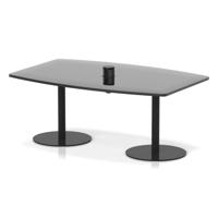 Italia Volta 1800mm Poseur High Gloss Table With Pop-up Power Module Black Top 725mm High Black Leg
