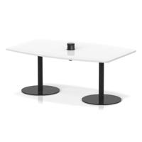 Italia Volta 1800mm Poseur High Gloss Table With Pop-up Power Module White Top 725mm High Black Leg