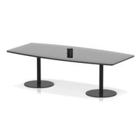 Italia Volta 2400mm Poseur High Gloss Table With Pop-up Power Module Black Top 725mm High Black Leg