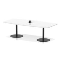 Italia Volta 2400mm Poseur High Gloss Table With Pop-up Power Module White Top 725mm High Black Leg