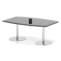 Italia Volta 1800mm Poseur High Gloss Table With Pop-up Power Module Black Top 725mm High Silver Leg