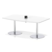 Italia Volta 1800mm Poseur High Gloss Table With Pop-up Power Module White Top 725mm High Silver Leg