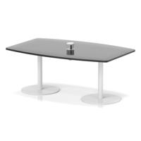 Italia Volta 1800mm Poseur High Gloss Table With Pop-up Power Module Black Top 725mm High White Leg