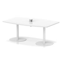 Italia Volta 1800mm Poseur High Gloss Table With Pop-up Power Module White Top 725mm High White Leg