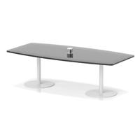 Italia Volta 2400mm Poseur High Gloss Table With Pop-up Power Module Black Top 725mm High White Leg