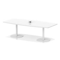 Italia Volta 2400mm Poseur High Gloss Table With Pop-up Power Module White Top 725mm High White Leg