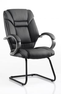Galloway Cantilever Chair Black Leather With Arms