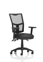 Eclipse Plus III Lever Task Operator Chair Mesh Back With Height Adjustable Arms Black Bonded Leather