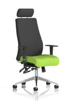 Onyx Ergo Posture Chair With Height Adjustable Arms With Headrest Bespoke Colour Seat Myrrh Green
