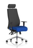 Onyx Ergo Posture Chair With Height Adjustable Arms With Headrest Bespoke Colour Seat Stevia Blue