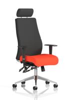 Onyx Ergo Posture Chair With Height Adjustable Arms With Headrest Bespoke Colour Seat Tabasco Orange