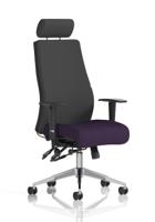 Onyx Ergo Posture Chair With Height Adjustable Arms With Headrest Bespoke Colour Seat Tansy Purple