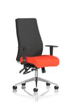 Onyx Ergo Posture Chair With Height Adjustable Arms Without Headrest Bespoke Colour Seat Tabasco Orange