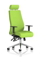 Onyx Ergo Posture Chair With Height Adjustable Arms With Headrest Bespoke Colour Back And Seat Myrrh Green