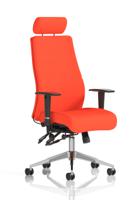 Onyx Ergo Posture Chair With Height Adjustable Arms With Headrest Bespoke Colour Back And Seat Tabasco Orange