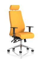Onyx Ergo Posture Chair With Height Adjustable Arms With Headrest Bespoke Colour Back And Seat Senna Yellow