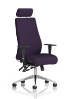 Onyx Ergo Posture Chair With Height Adjustable Arms With Headrest Bespoke Colour Back And Seat Tansy Purple