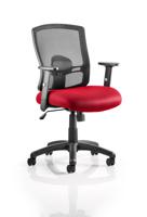 Portland Task Operator Chair Mesh Back With Height Adjustable Arms Bespoke Colour Seat Bergamot Cherry