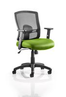 Portland Task Operator Chair Mesh Back With Height Adjustable Arms Bespoke Colour Seat Myrrh Green