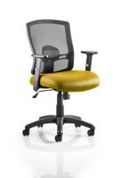Portland Task Operator Chair Mesh Back With Height Adjustable Arms Bespoke Colour Seat Senna Yellow